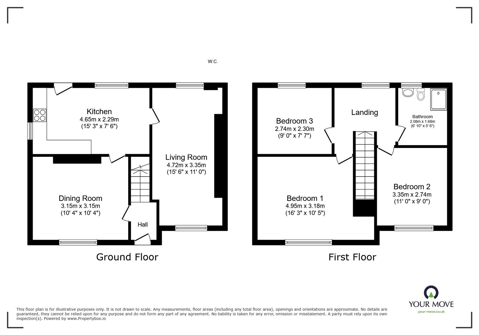 Floorplan of 3 bedroom Mid Terrace House for sale, Craven Road, Dunscroft, South Yorkshire, DN7