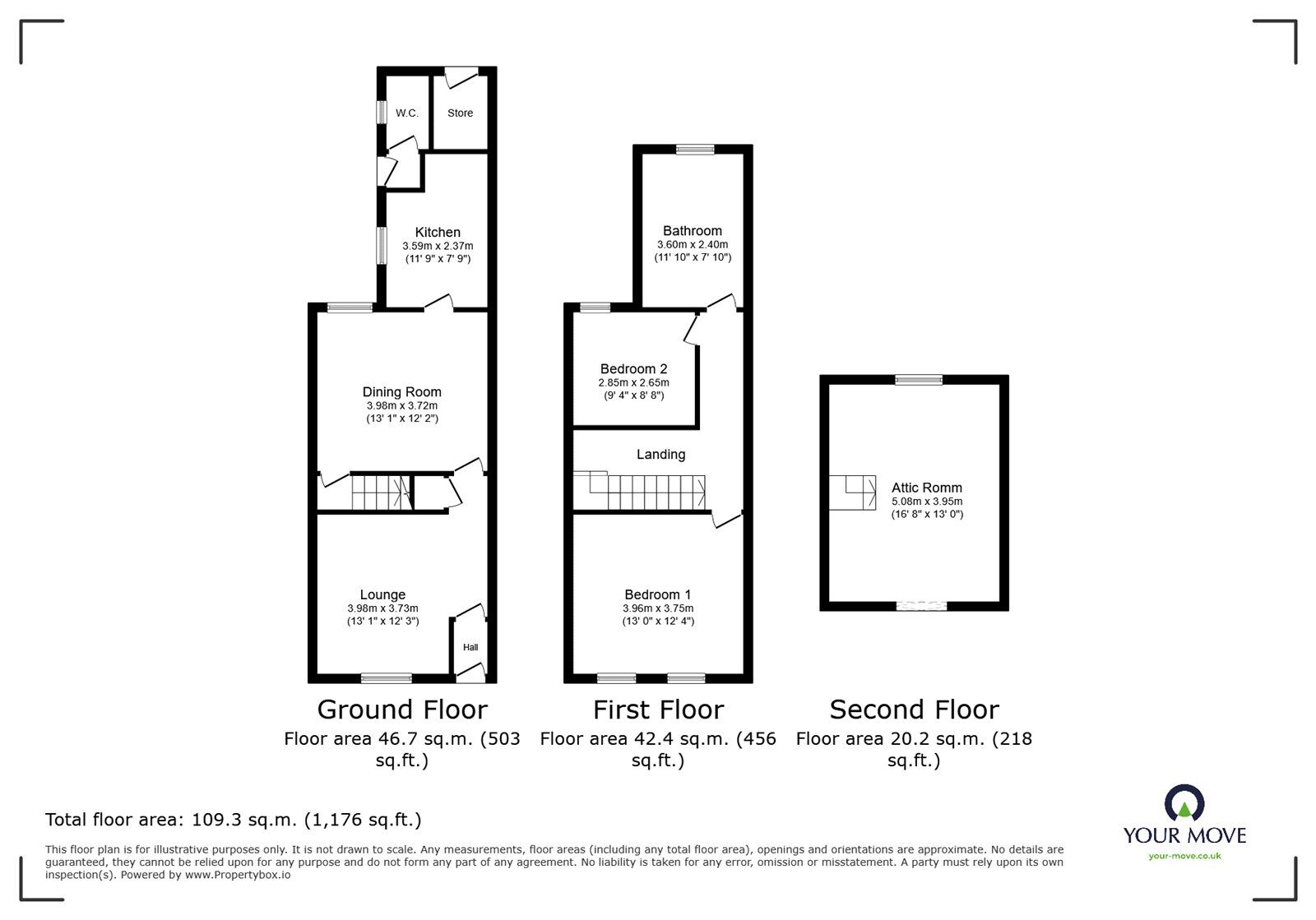 Floorplan of 2 bedroom Mid Terrace House for sale, New Street, Bentley, South Yorkshire, DN5