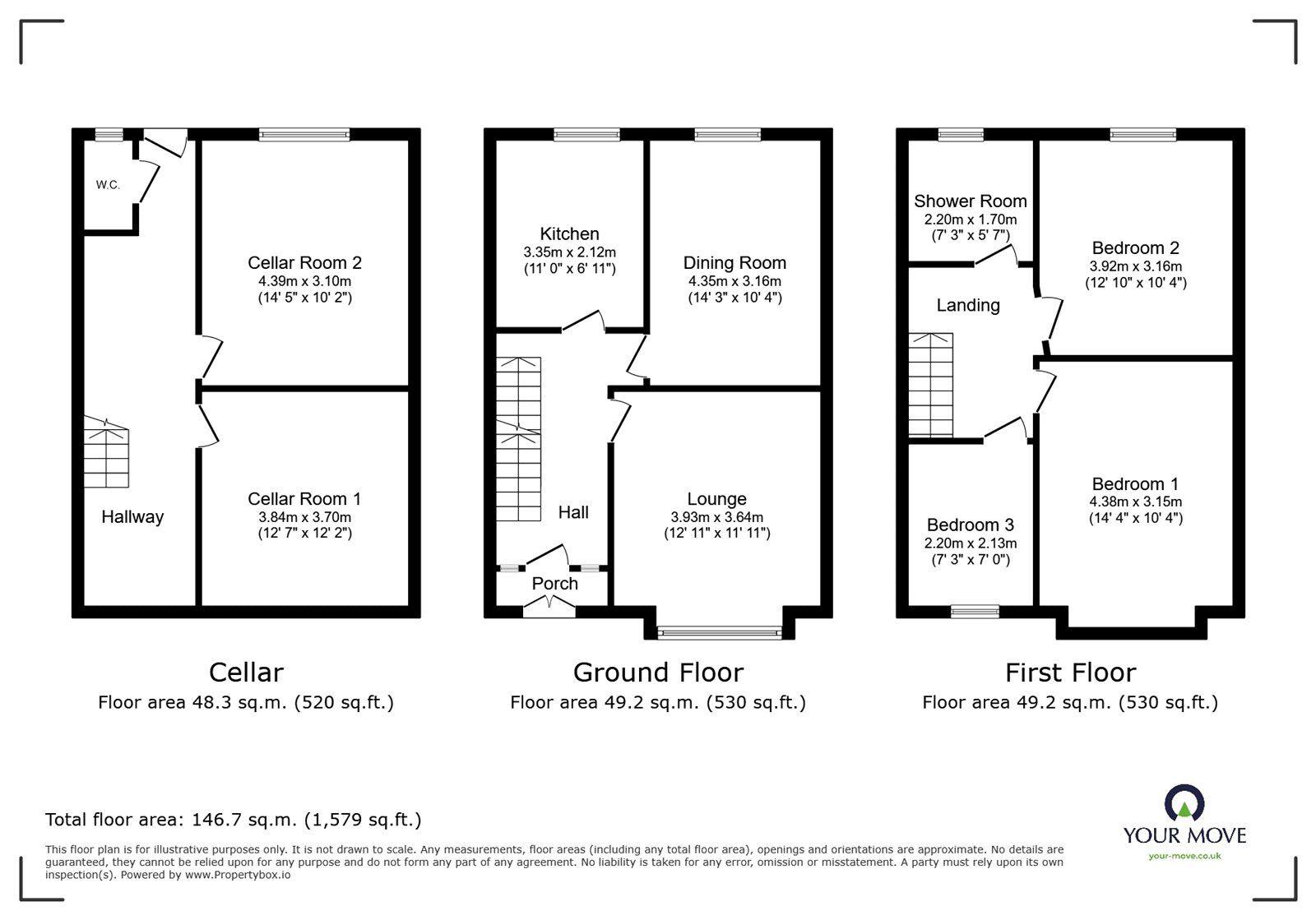 Floorplan of 3 bedroom Mid Terrace House for sale, Mansfield Road, Doncaster, South Yorkshire, DN4