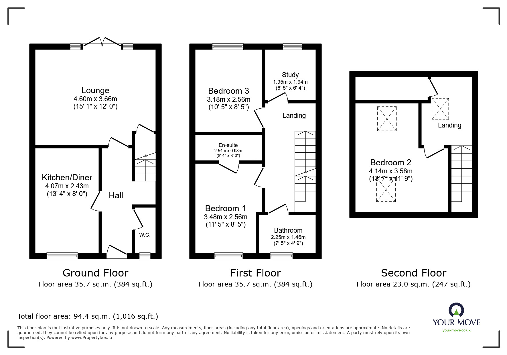 Floorplan of 3 bedroom Mid Terrace House for sale, Owston Road, Carcroft, Doncaster, South Yorkshire, DN6