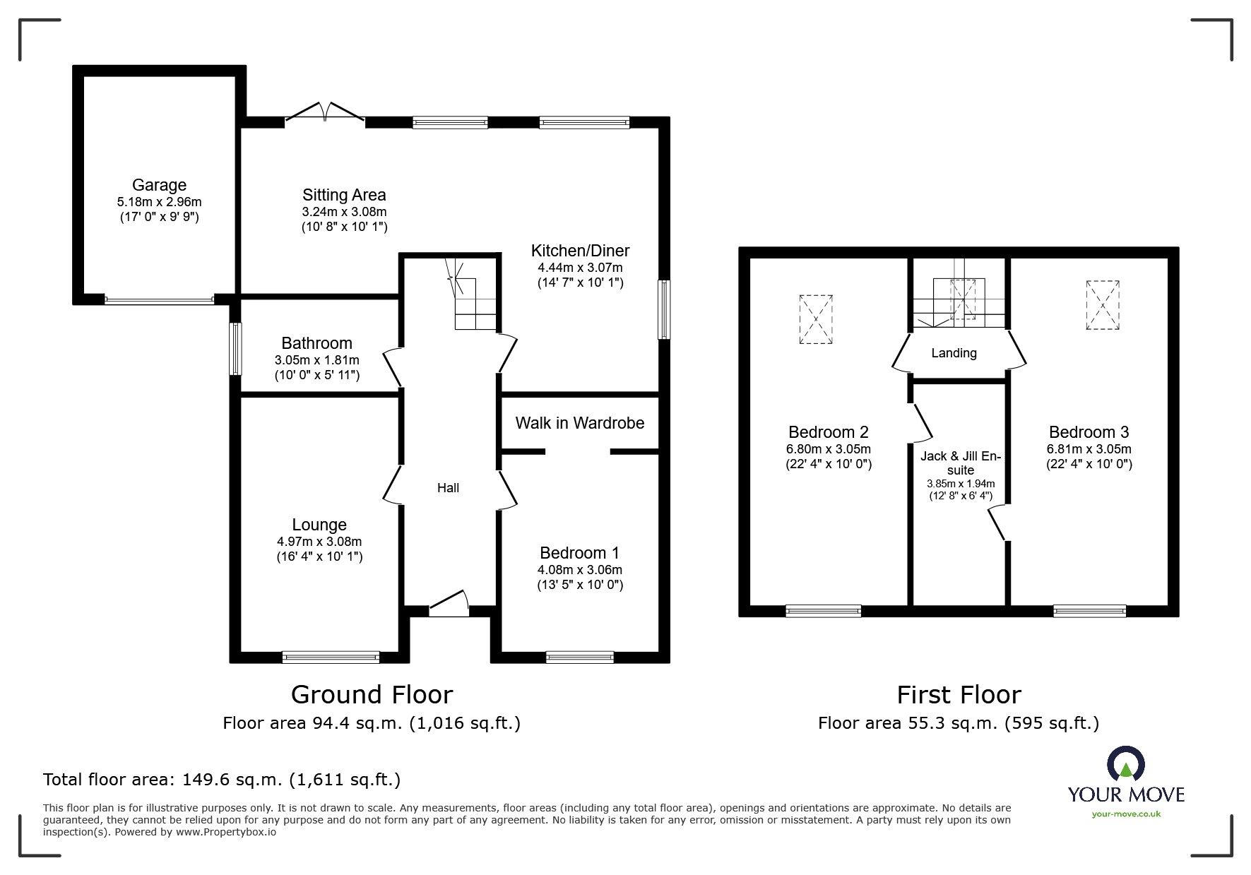 Floorplan of 3 bedroom Detached Bungalow for sale, Rushy Moor Lane, Askern, South Yorkshire, DN6