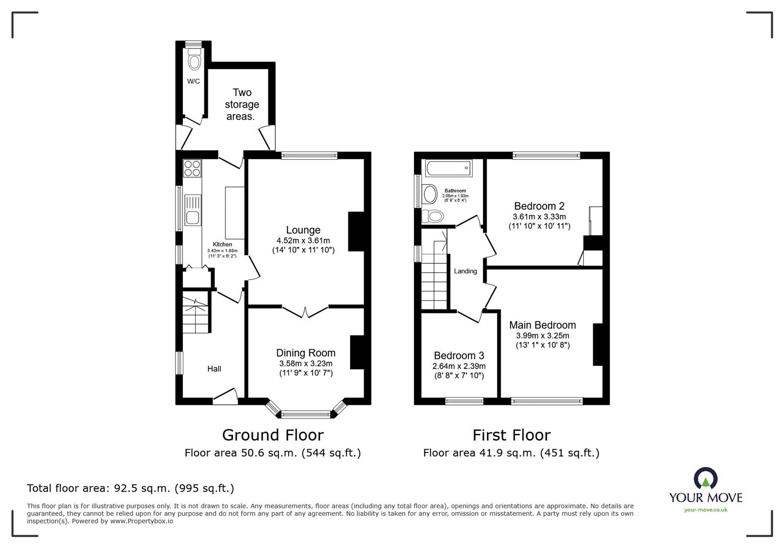 Floorplan of 3 bedroom Semi Detached House for sale, Harewood Avenue, Woodlands, South Yorkshire, DN6