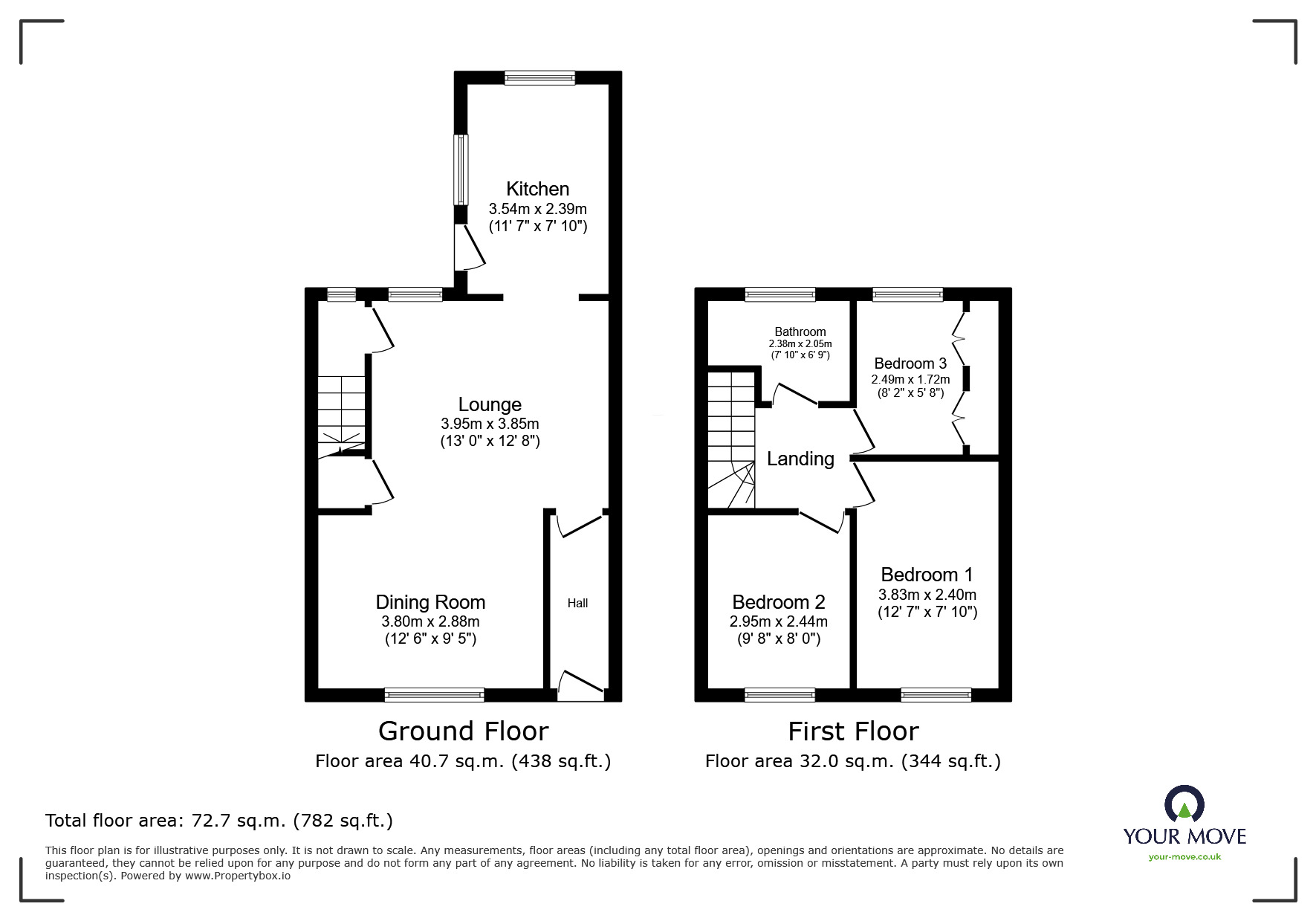 Floorplan of 3 bedroom Mid Terrace House for sale, Nelson Road, Edlington, South Yorkshire, DN12
