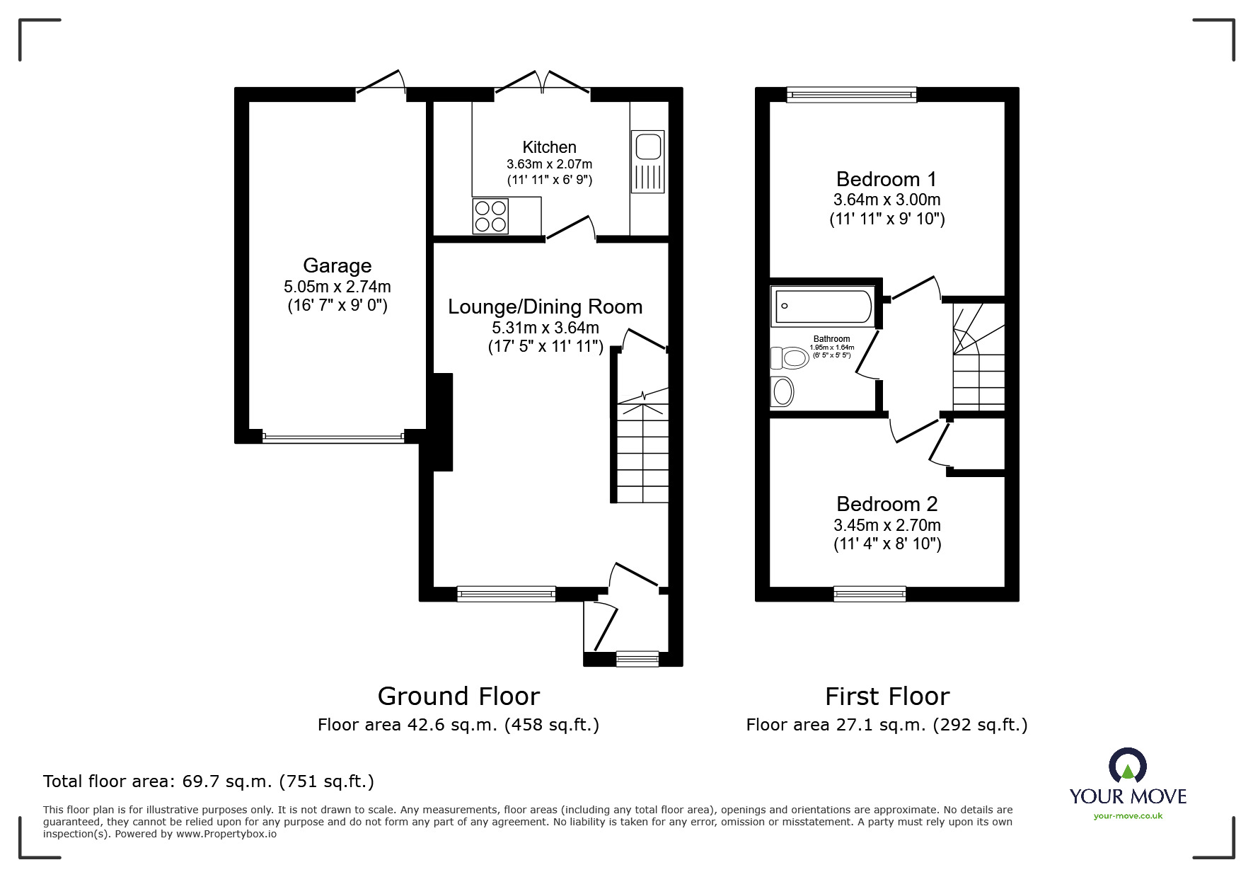 Floorplan of 2 bedroom Semi Detached House to rent, West Green Drive, Kirk Sandall, South Yorkshire, DN3