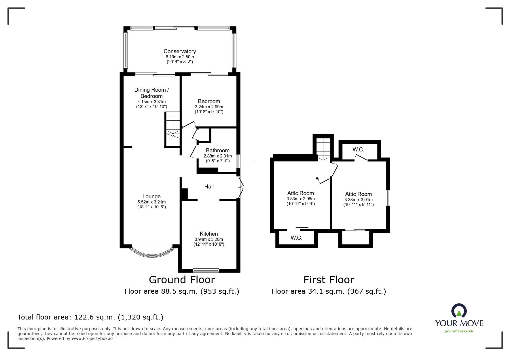 Floorplan of 2 bedroom Semi Detached Bungalow for sale, St. Marys Crescent, Tickhill, South Yorkshire, DN11