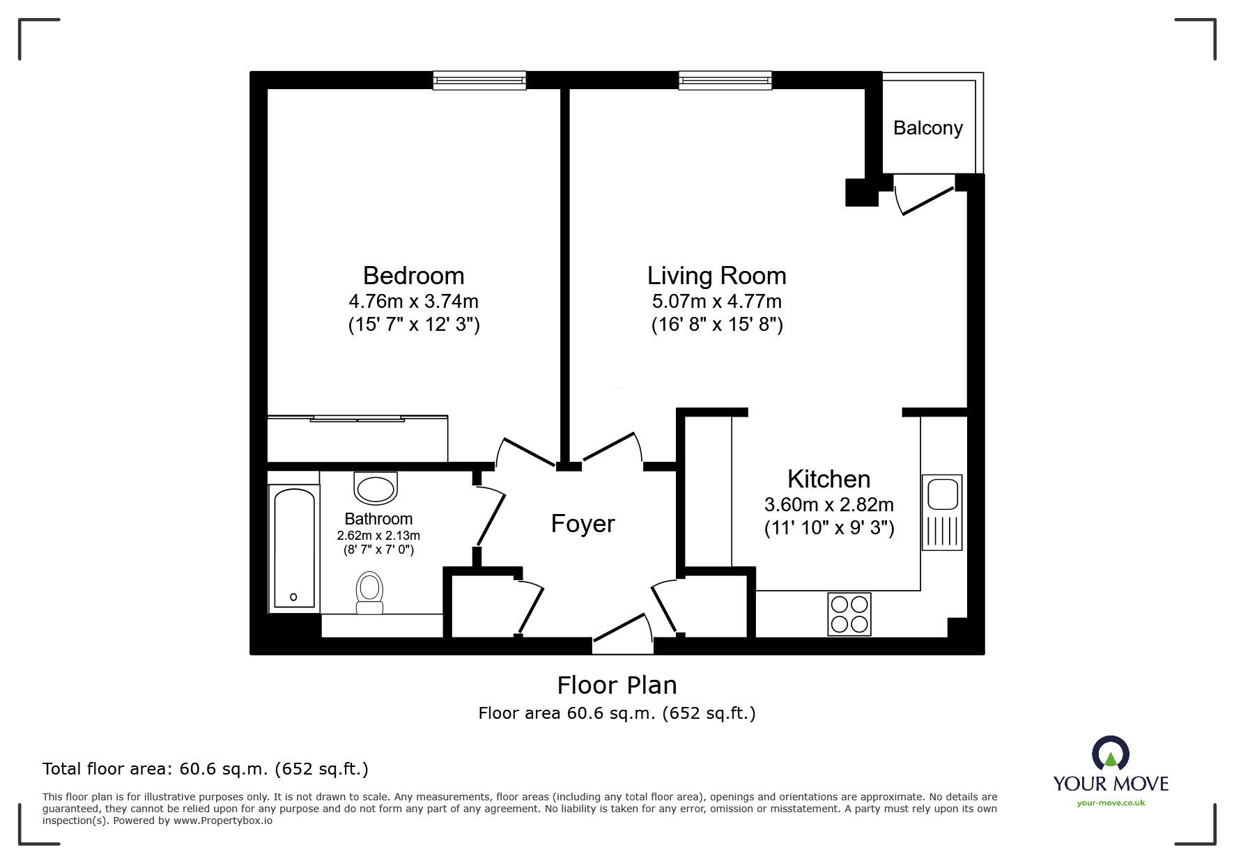Floorplan of 1 bedroom Flat to rent, Kentmere Drive, Doncaster, South Yorkshire, DN4