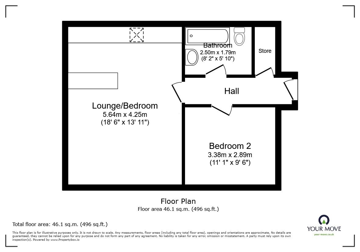Floorplan of 1 bedroom Flat to rent, Rosso Close, Doncaster, South Yorkshire, DN4