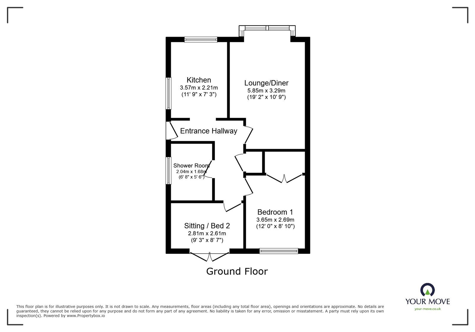 Floorplan of 2 bedroom Semi Detached Bungalow for sale, Ash Dale Road, Warmsworth, South Yorkshire, DN4