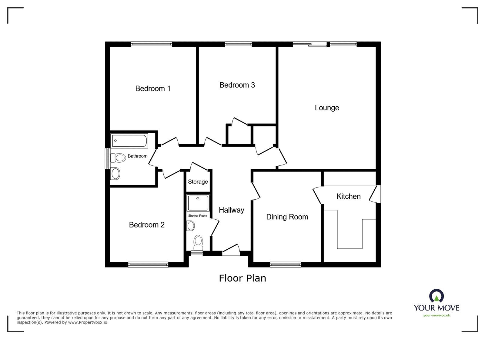Floorplan of 3 bedroom Detached Bungalow for sale, Rose Hill Rise, Doncaster, South Yorkshire, DN4