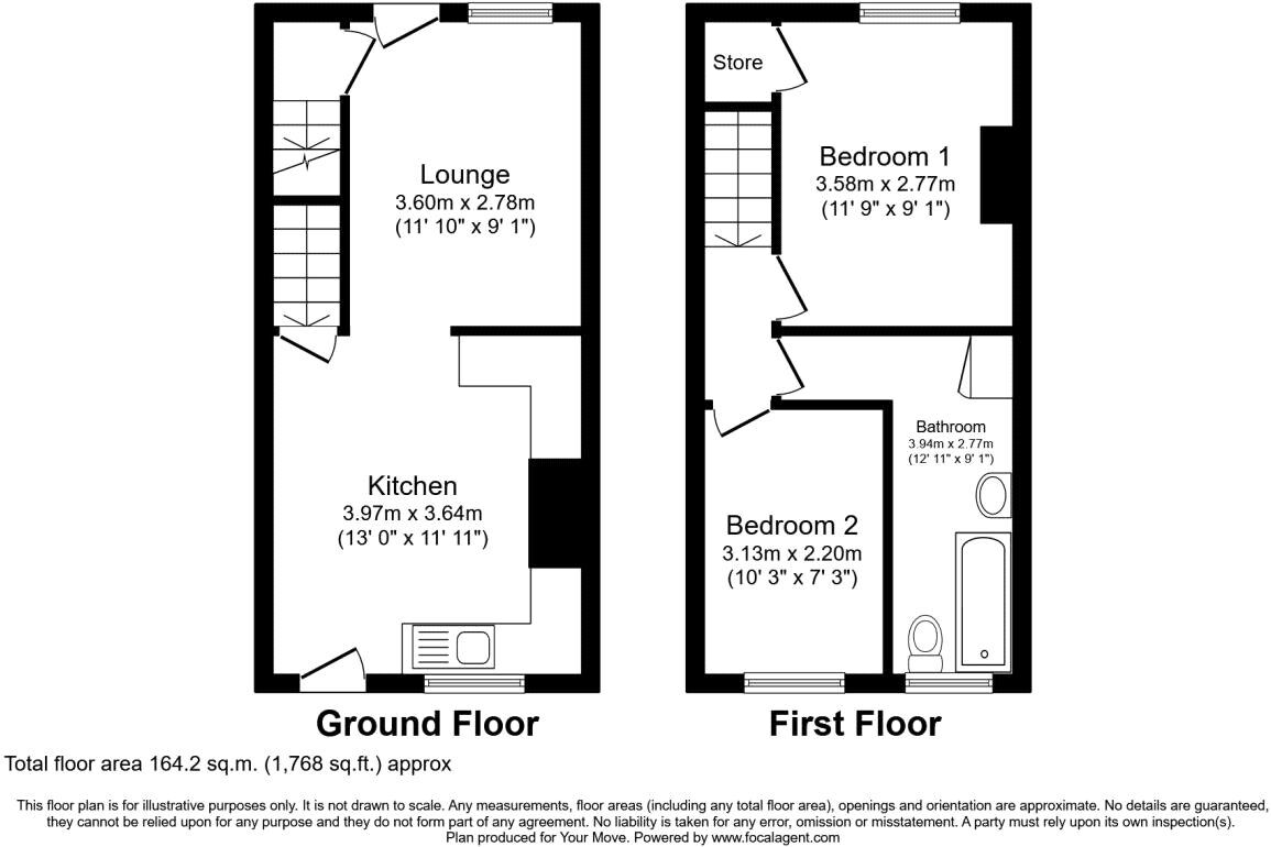 Floorplan of 2 bedroom Mid Terrace House for sale, Victoria Road, Mexborough, South Yorkshire, S64