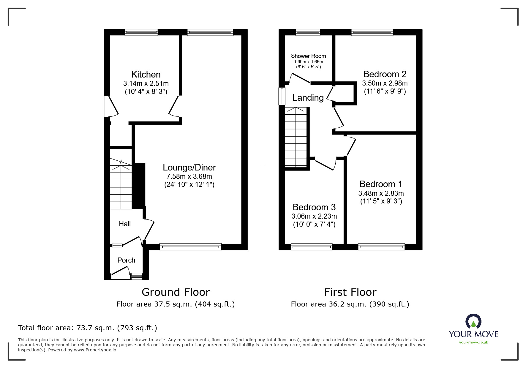 Floorplan of 3 bedroom Semi Detached House for sale, Dinmore Close, Balby, Doncaster, South Yorkshire, DN4