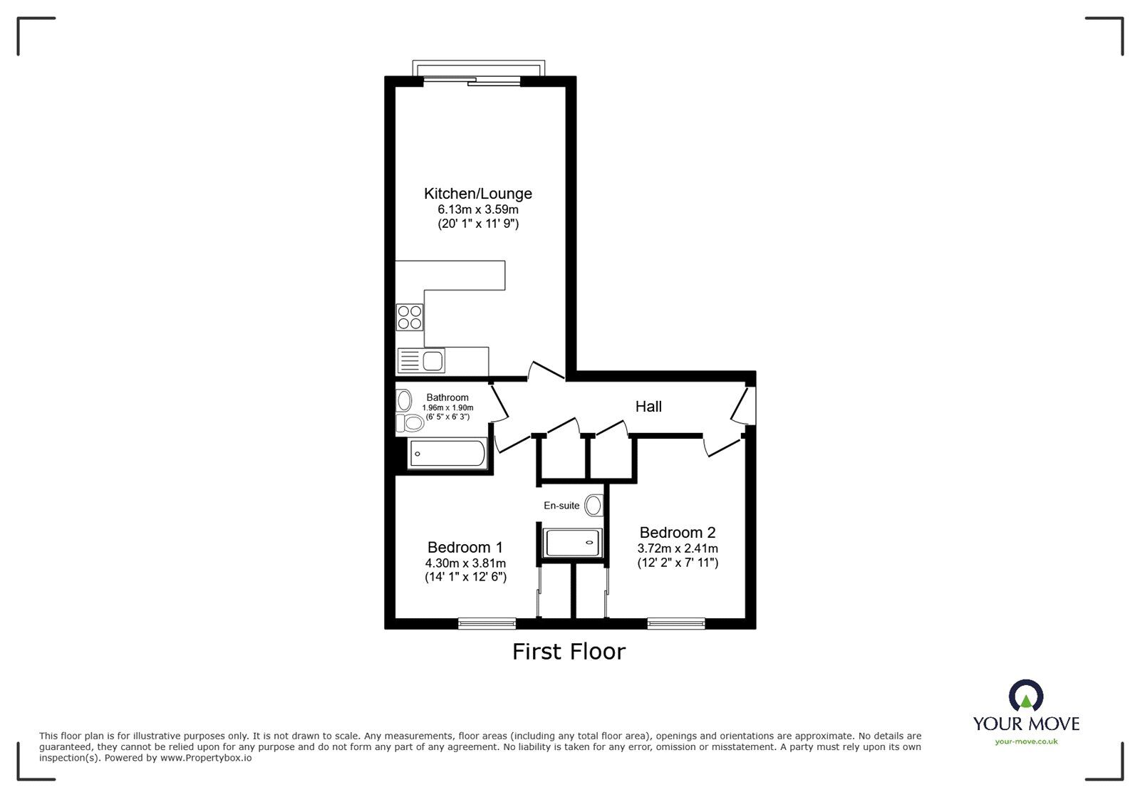 Floorplan of 2 bedroom Flat for sale, Mere Lane, Armthorpe, South Yorkshire, DN3
