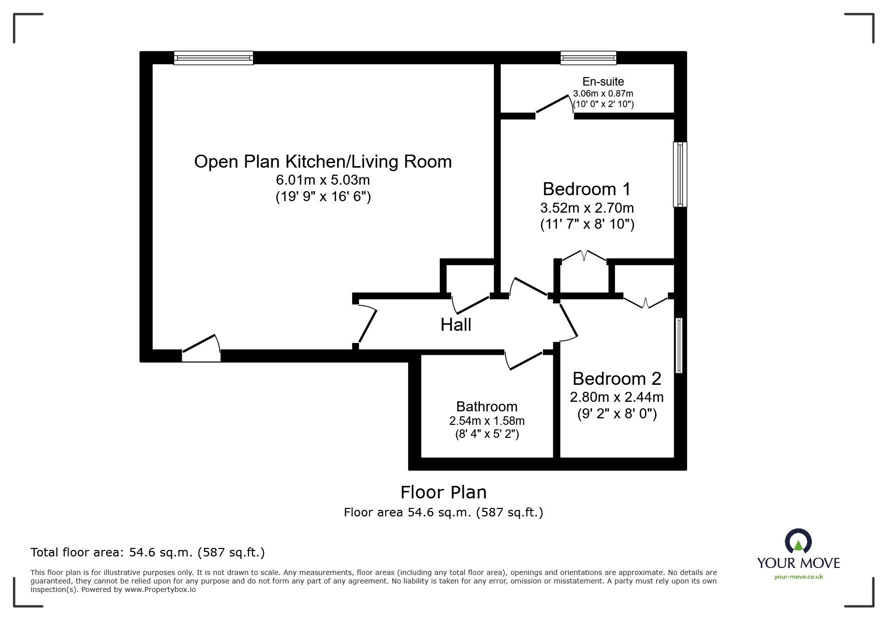 Floorplan of 2 bedroom Flat for sale, Fir Tree Avenue, Auckley, South Yorkshire, DN9