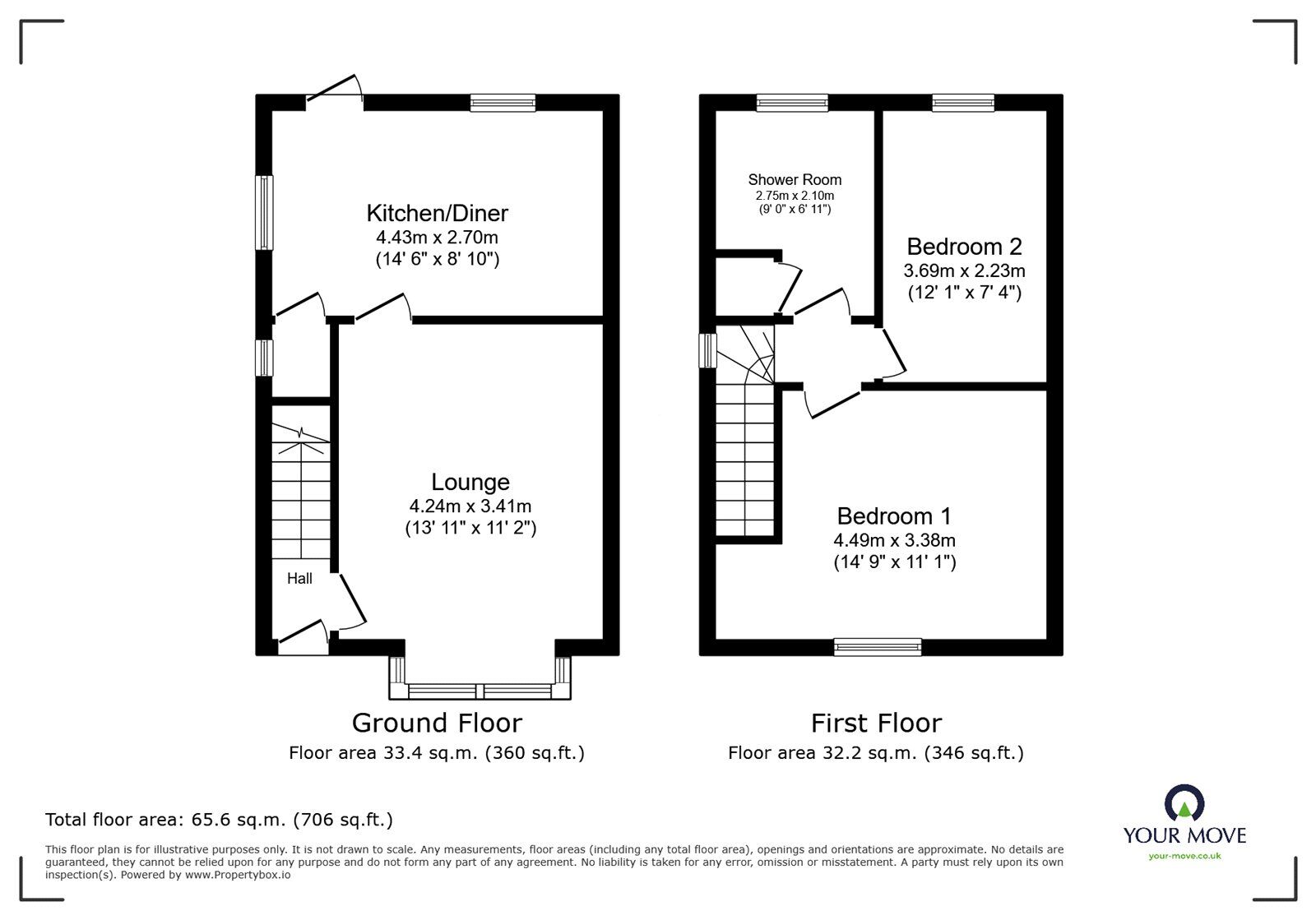 Floorplan of 2 bedroom Semi Detached House for sale, Marlborough Avenue, Doncaster, South Yorkshire, DN5