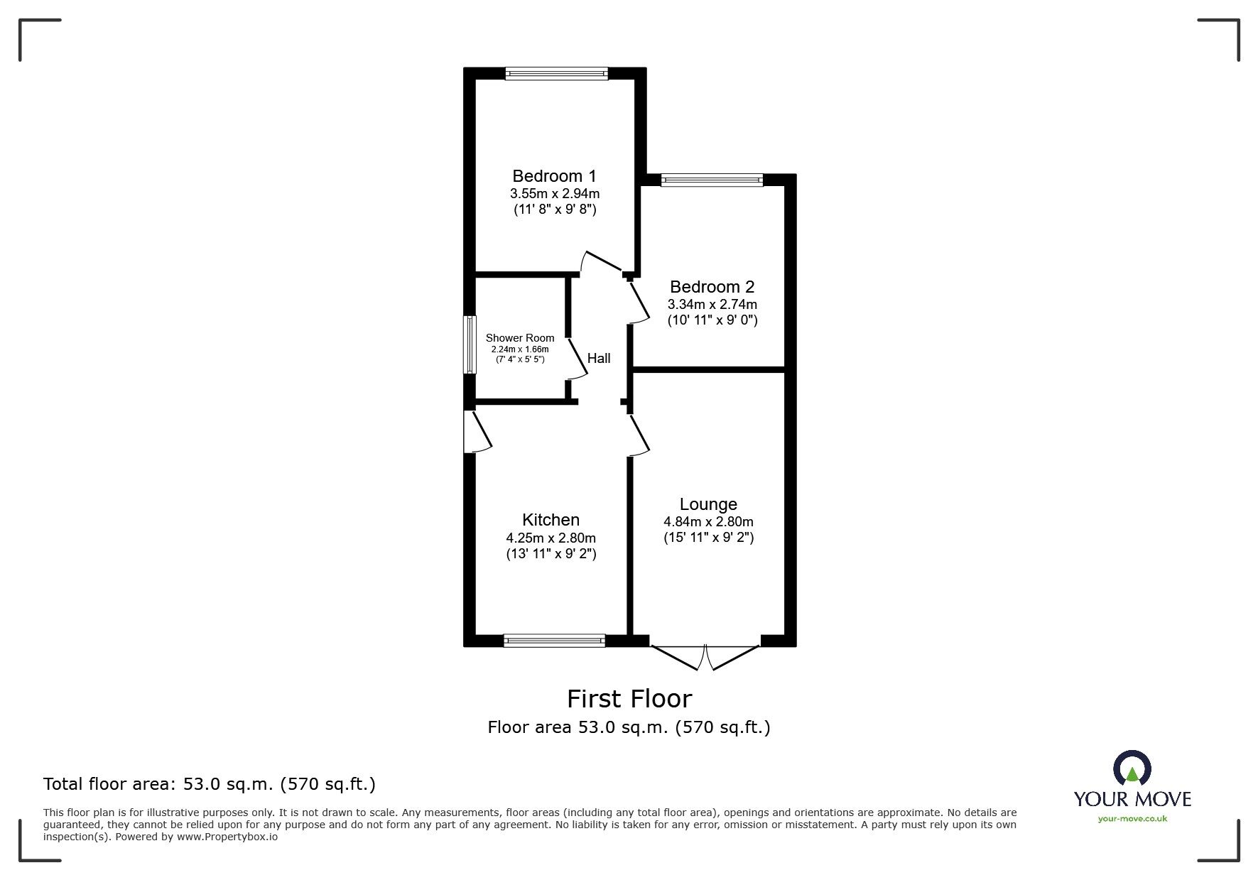 Floorplan of 2 bedroom Semi Detached Bungalow for sale, Back Lane, Stainforth, South Yorkshire, DN7