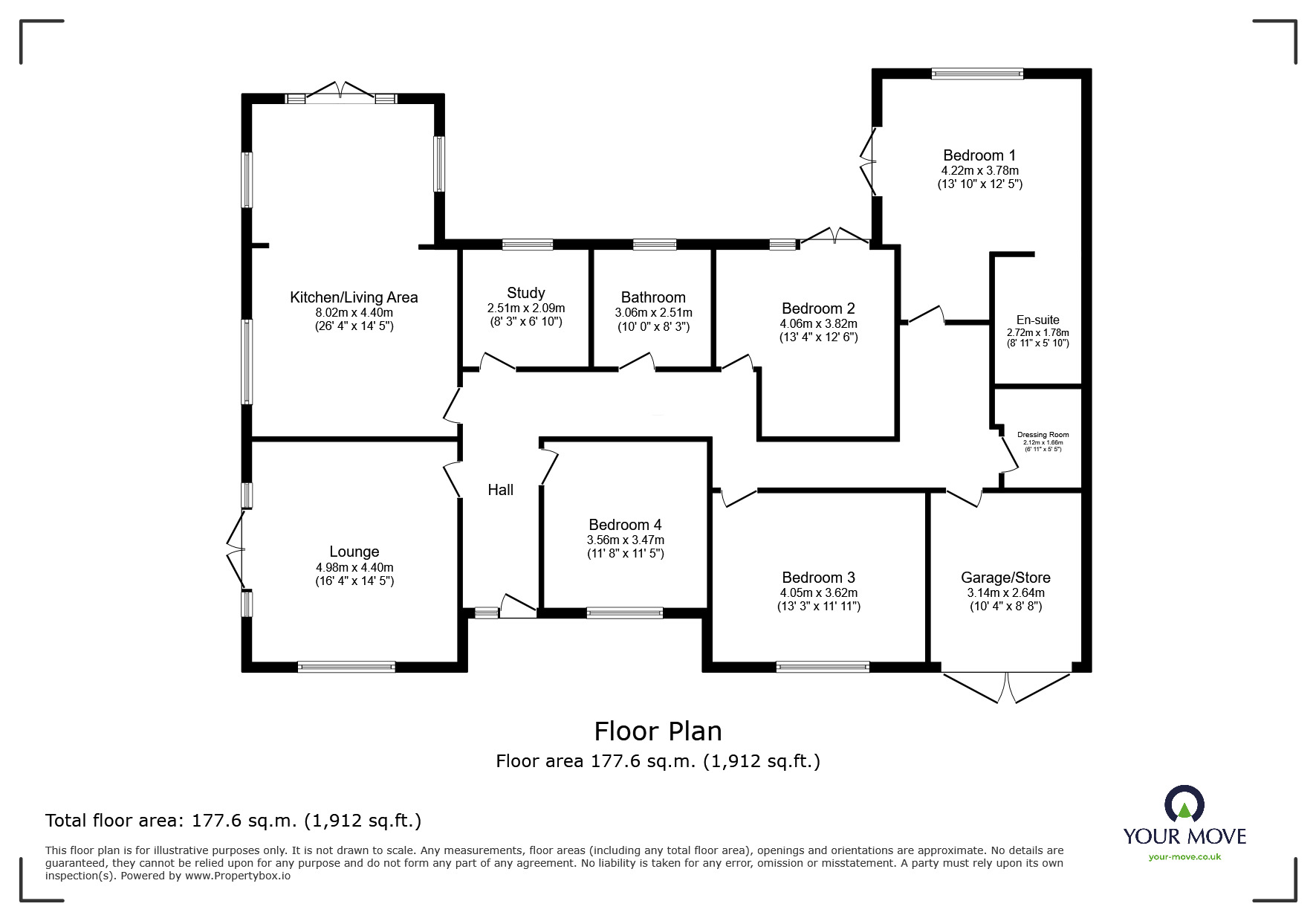 Floorplan of 4 bedroom Detached Bungalow for sale, Pinfold Lane, Fishlake, South Yorkshire, DN7