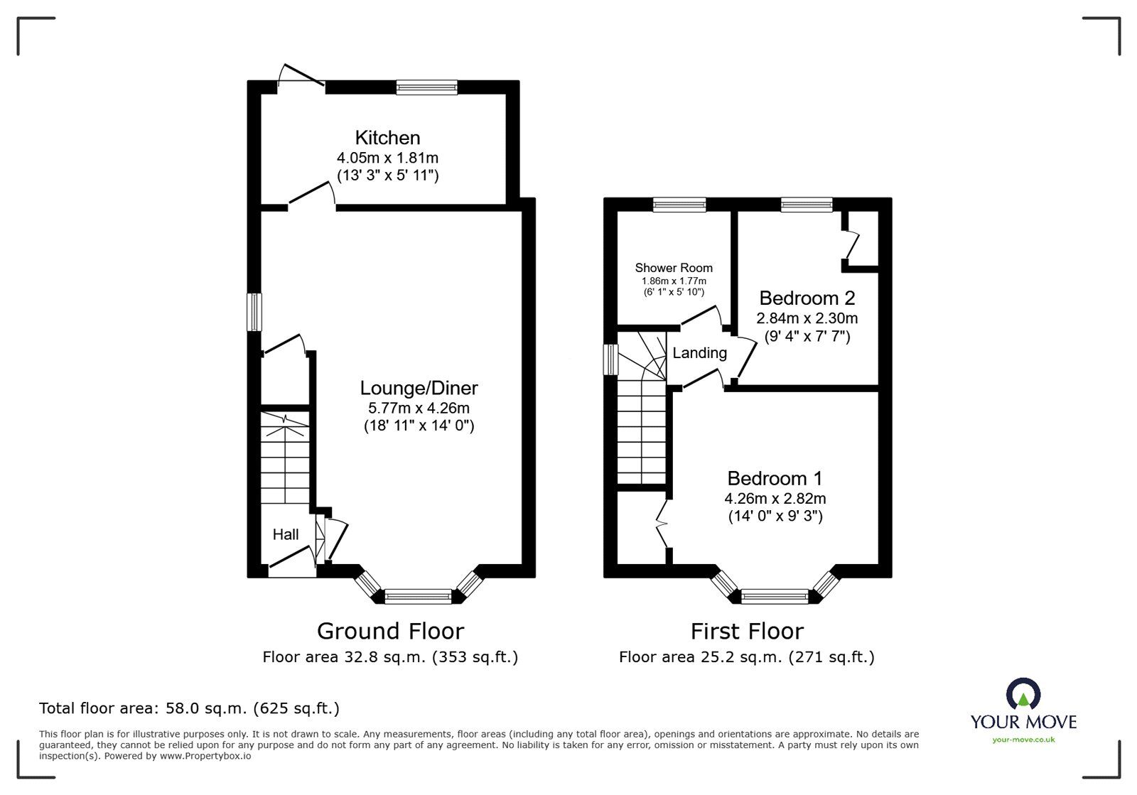 Floorplan of 2 bedroom Semi Detached House for sale, Newlands Drive, Doncaster, South Yorkshire, DN5