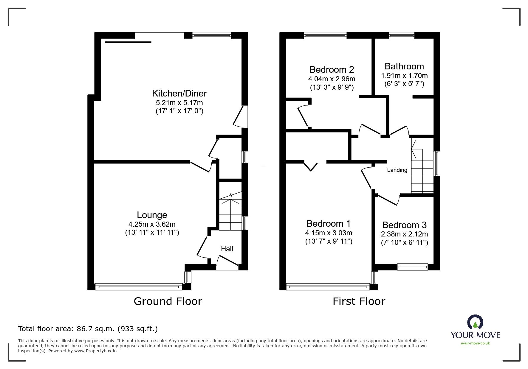 Floorplan of 3 bedroom Semi Detached House for sale, Hawke Road, Wheatley, Doncaster, South Yorkshire, DN2