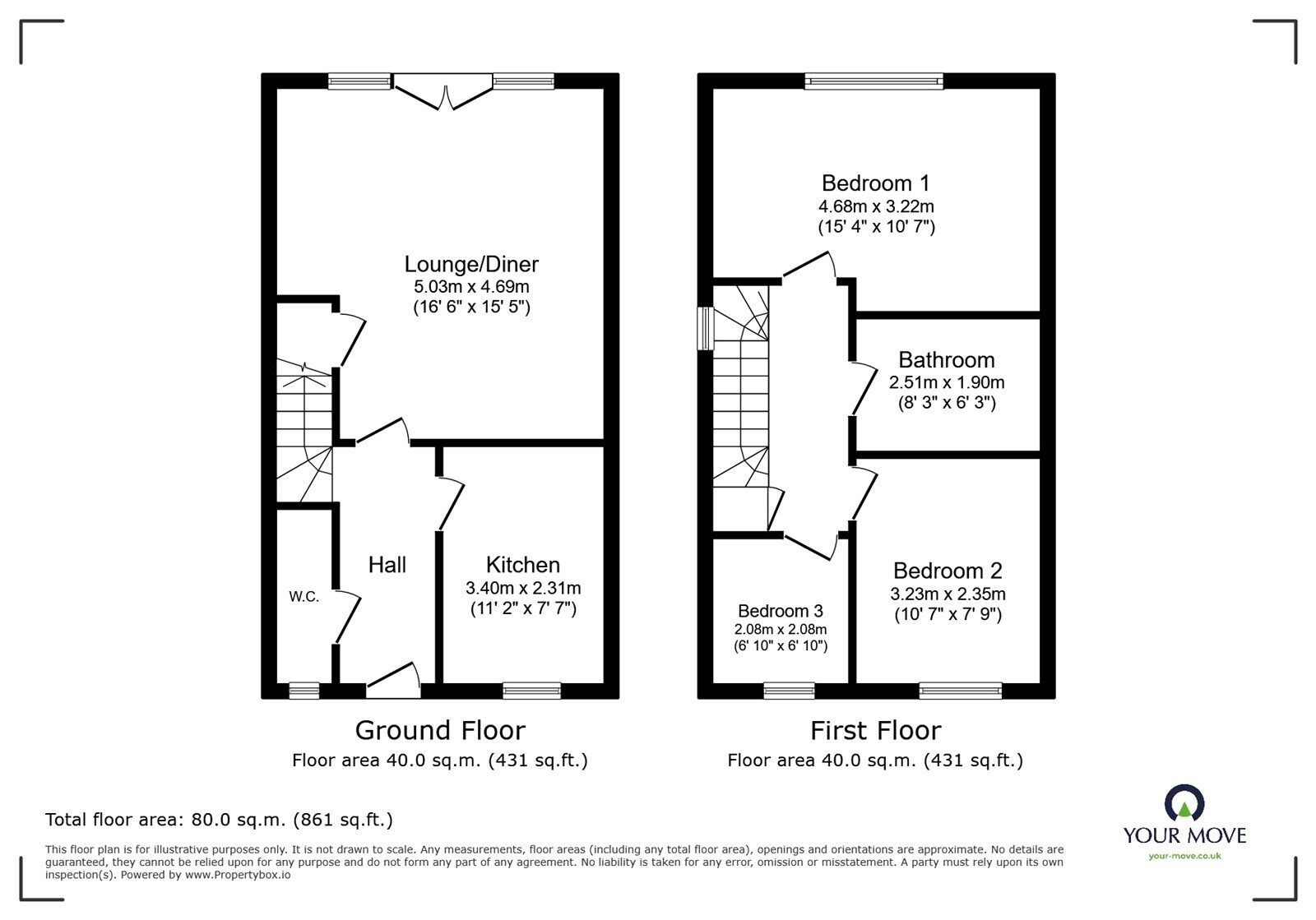 Floorplan of 3 bedroom Semi Detached House for sale, Hurst Avenue, Armthorpe, South Yorkshire, DN3
