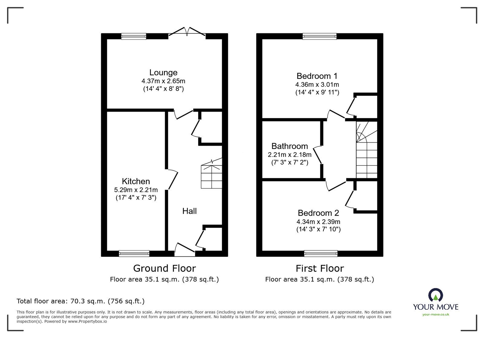 Floorplan of 2 bedroom Semi Detached House for sale, Tundra Close, Lakeside, Doncaster, DN4