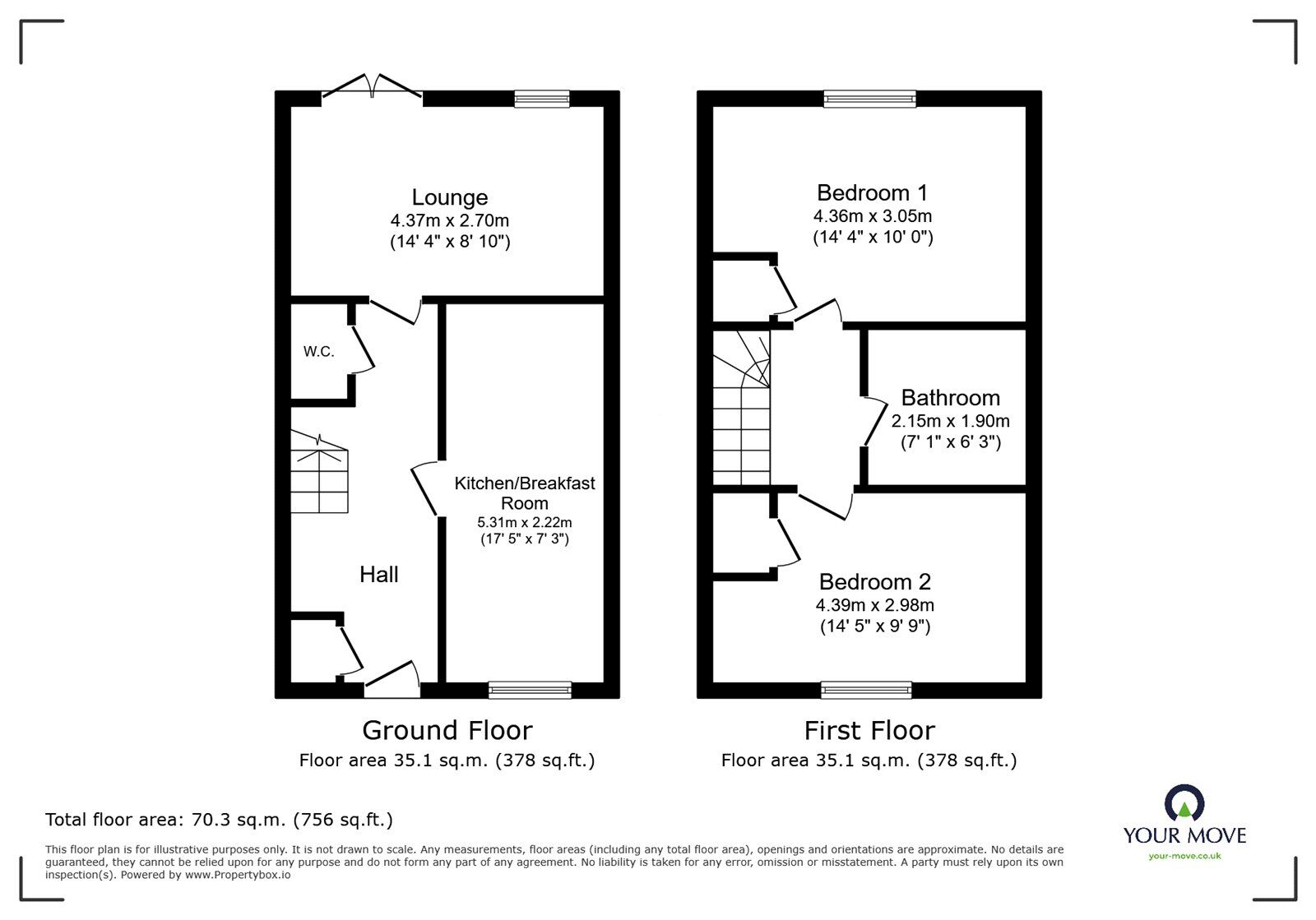 Floorplan of 2 bedroom Mid Terrace House for sale, Tundra Close, Doncaster, South Yorkshire, DN4