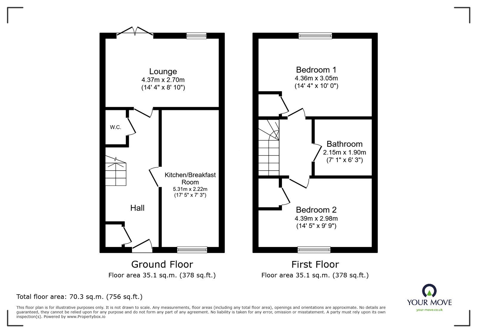 Floorplan of 2 bedroom End Terrace House for sale, Tundra Close, Doncaster, South Yorkshire, DN4