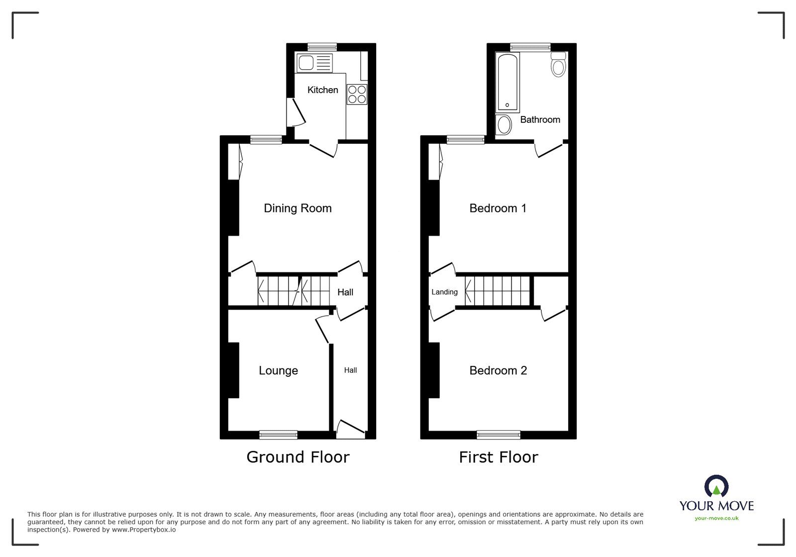 Floorplan of 2 bedroom Mid Terrace House to rent, Cunningham Road, Doncaster, South Yorkshire, DN1