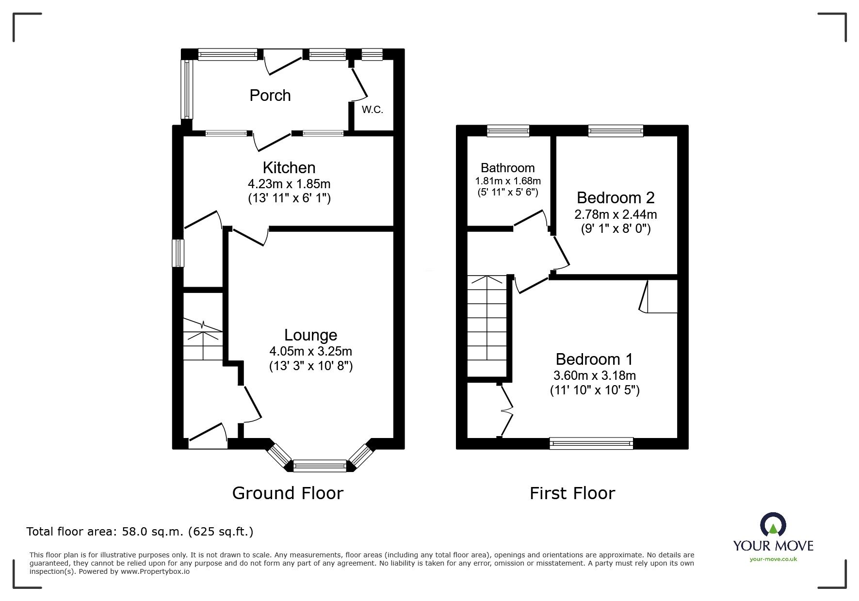 Floorplan of 2 bedroom Semi Detached House for sale, Shakespeare Avenue, Sprotbrough, Doncaster, South Yorkshire, DN5