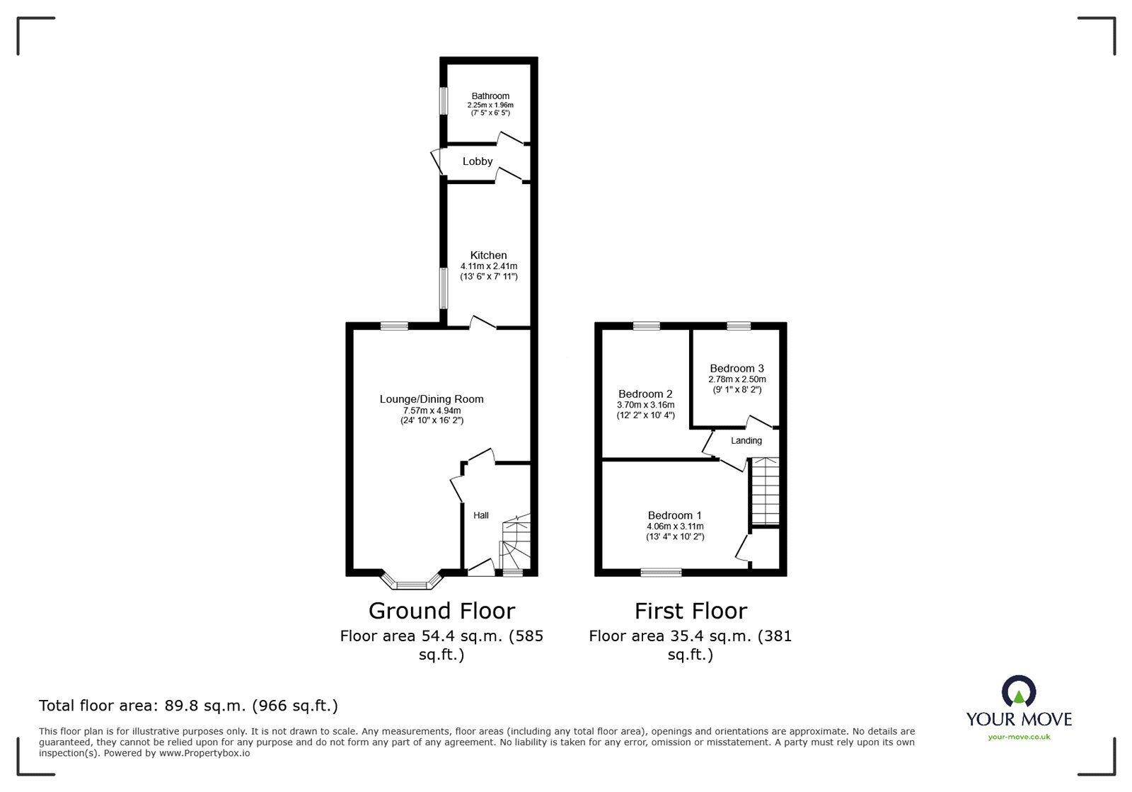 Floorplan of 3 bedroom Mid Terrace House for sale, Church Road, Edlington, South Yorkshire, DN12