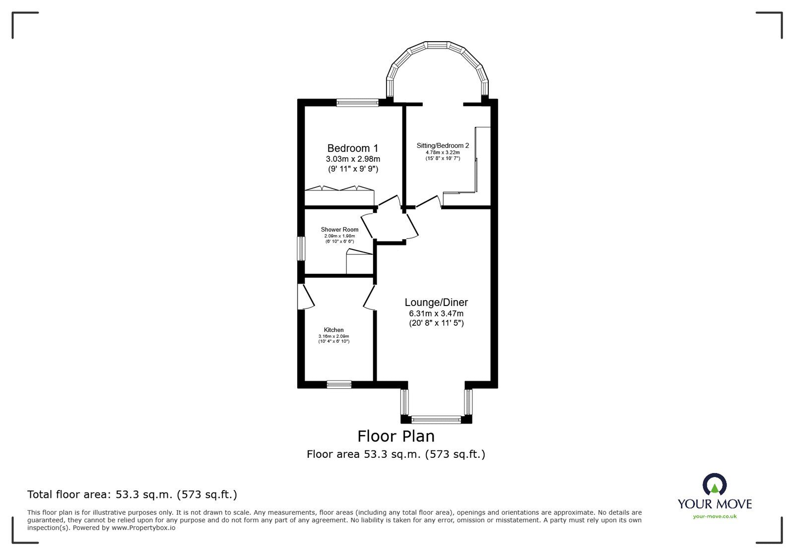 Floorplan of 2 bedroom Detached Bungalow for sale, Far Moor Close, Harlington, South Yorkshire, DN5