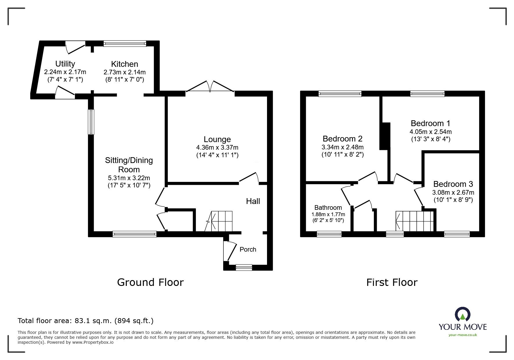 Floorplan of 3 bedroom Semi Detached House for sale, Park Drive, Campsall, South Yorkshire, DN6