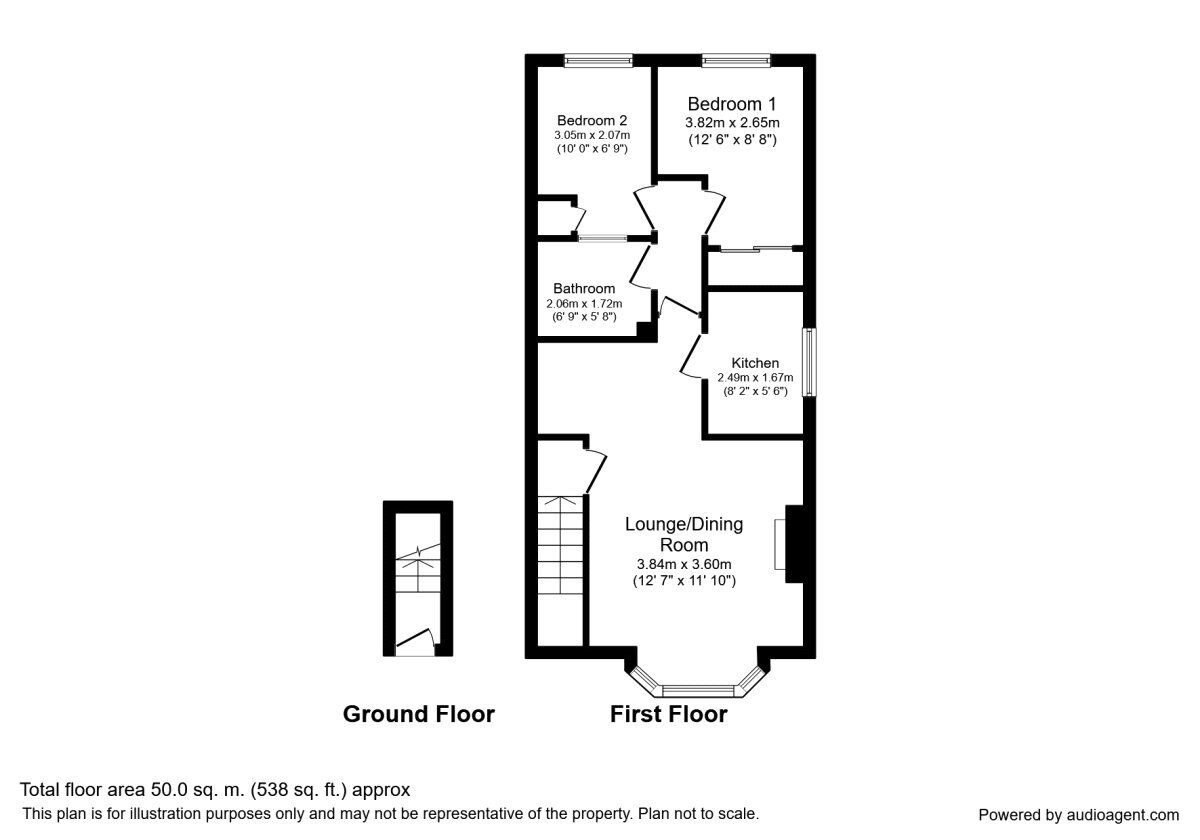 Floorplan of 2 bedroom Flat to rent, Church Lane, Bessacarr, South Yorkshire, DN4