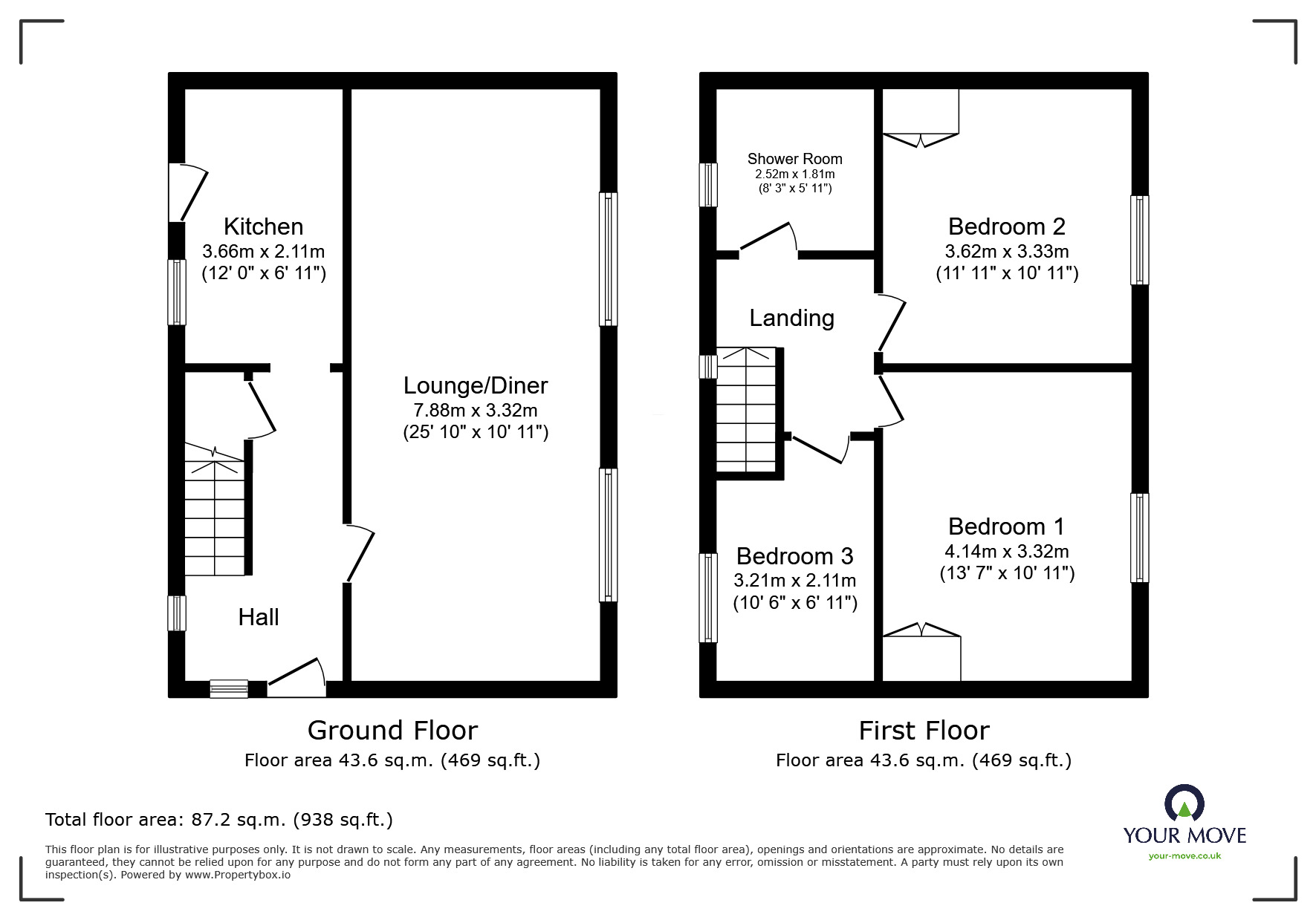 Floorplan of 3 bedroom Semi Detached House for sale, Hill Top Crescent, Edlington, South Yorkshire, DN12