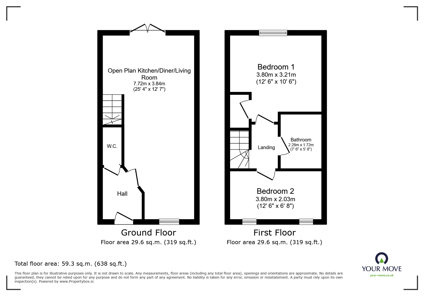 Floorplan of 2 bedroom Semi Detached House for sale, Donnelly Close, Armthorpe, South Yorkshire, DN3