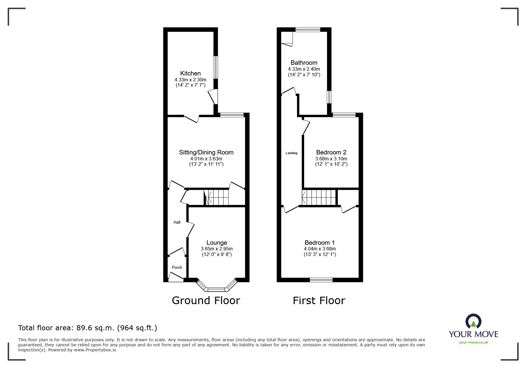 Floorplan of 2 bedroom Mid Terrace House for sale, West End Avenue, Bentley, Doncaster, South Yorkshire, DN5