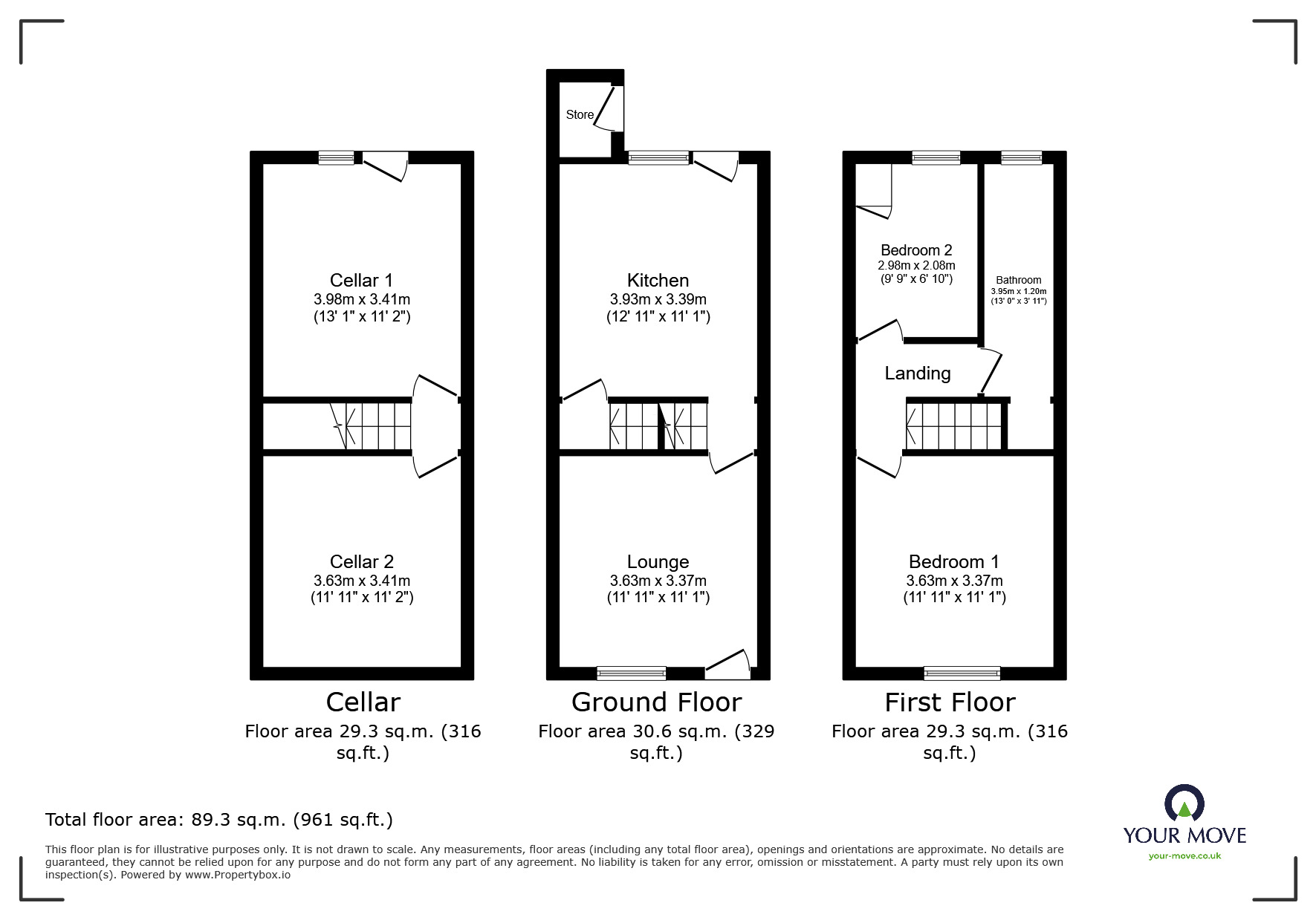 Floorplan of 2 bedroom Mid Terrace House for sale, St. Johns Road, Balby, Doncaster, South Yorkshire, DN4