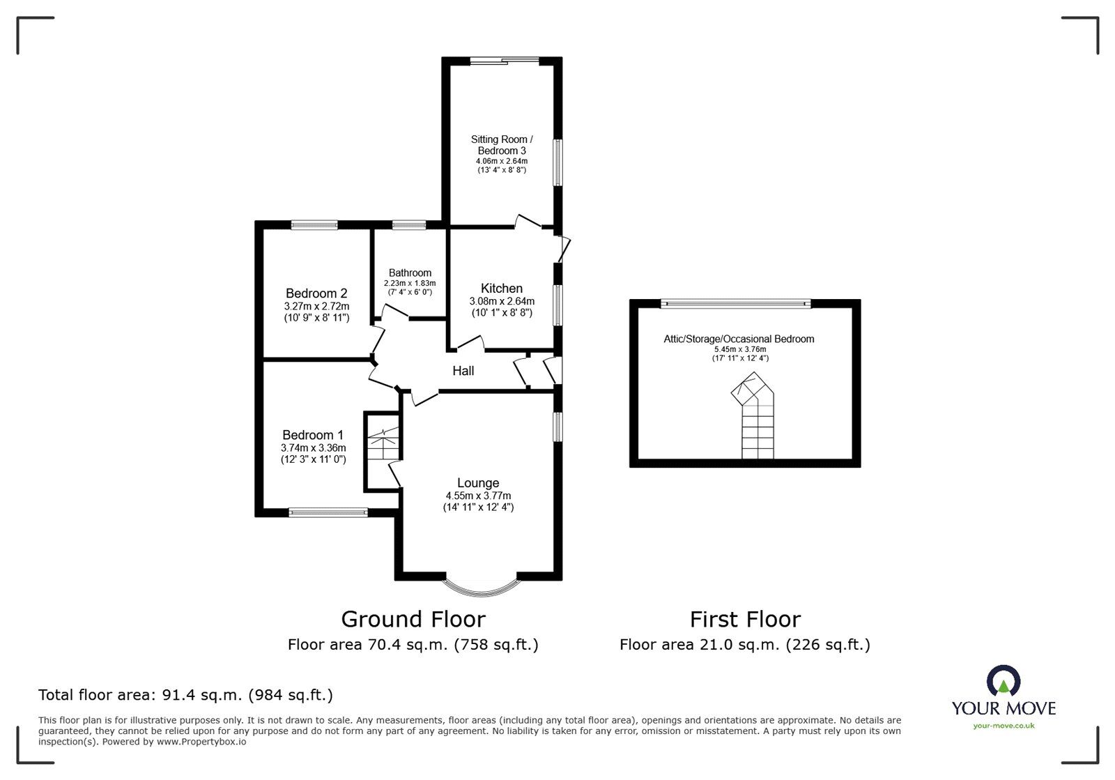 Floorplan of 2 bedroom Semi Detached Bungalow for sale, Croft Road, Doncaster, South Yorkshire, DN4