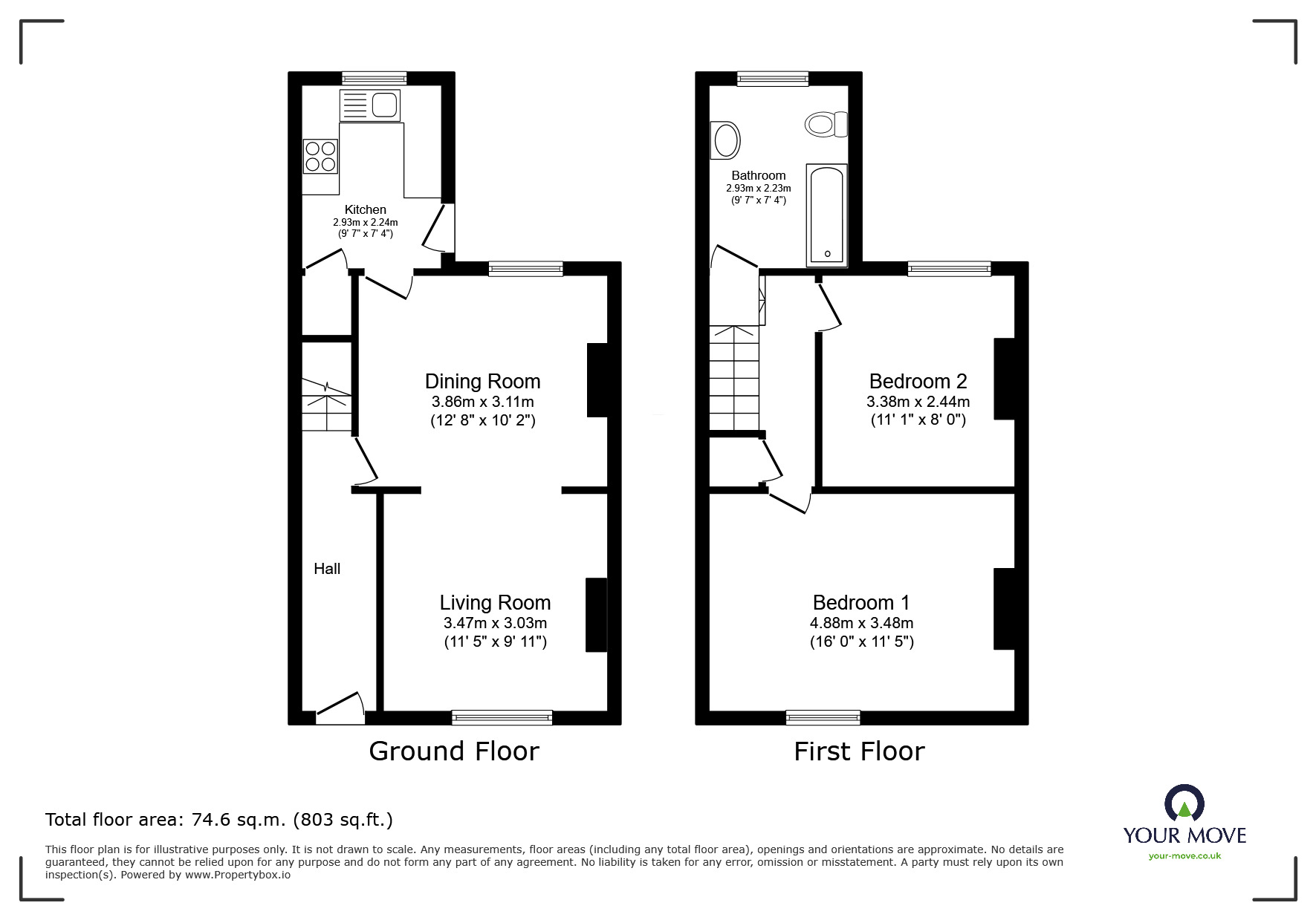 Floorplan of 2 bedroom Mid Terrace House to rent, Abbott Street, Doncaster, South Yorkshire, DN4