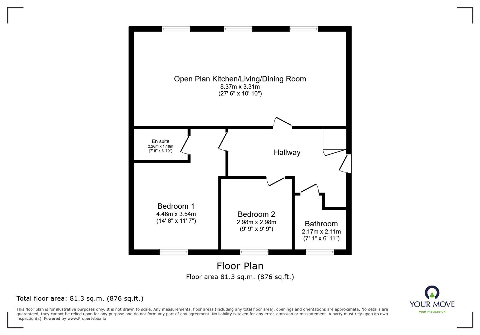 Floorplan of 2 bedroom Flat for sale, Waverley Walk, Waverley, South Yorkshire, S60