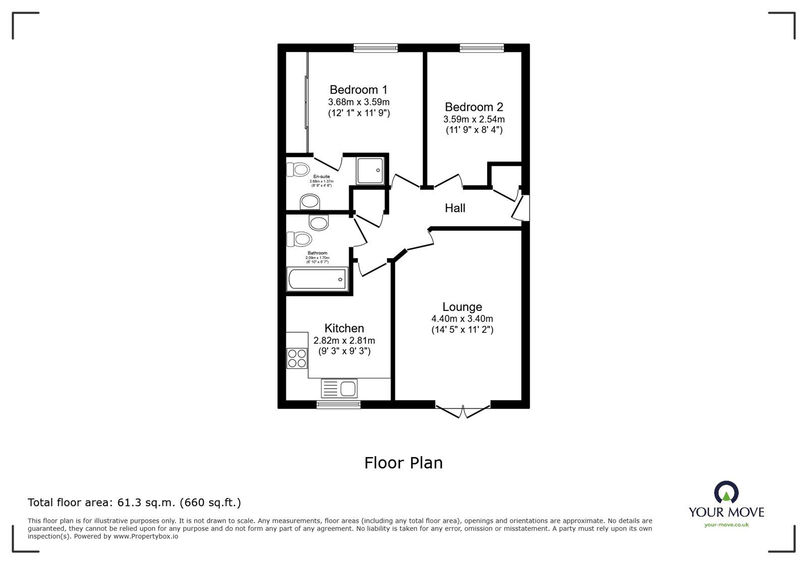 Floorplan of 2 bedroom Flat for sale, Harris Road, Armthorpe, Doncaster, DN3