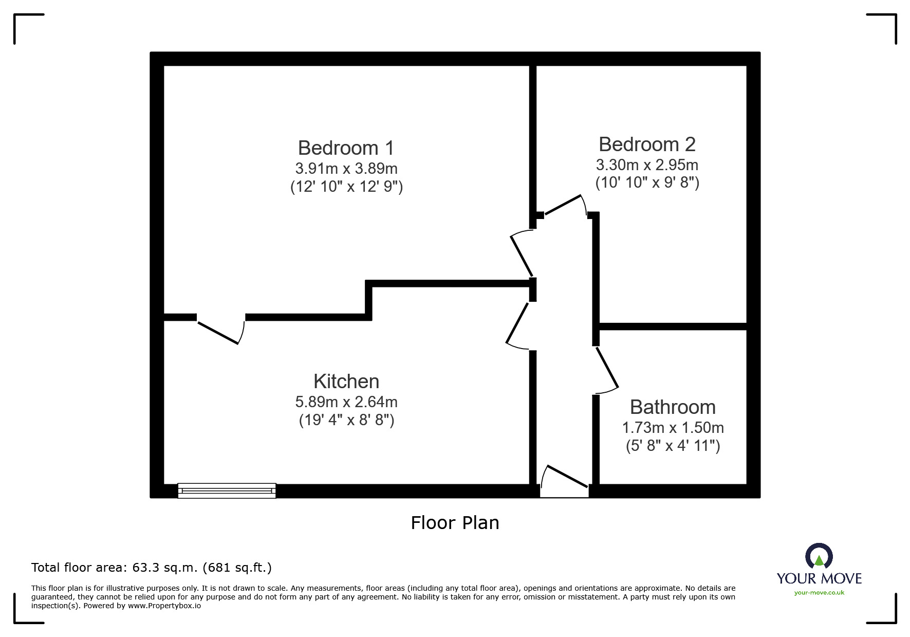 Floorplan of 2 bedroom Flat to rent, Acacia Road, Doncaster, South Yorkshire, DN4