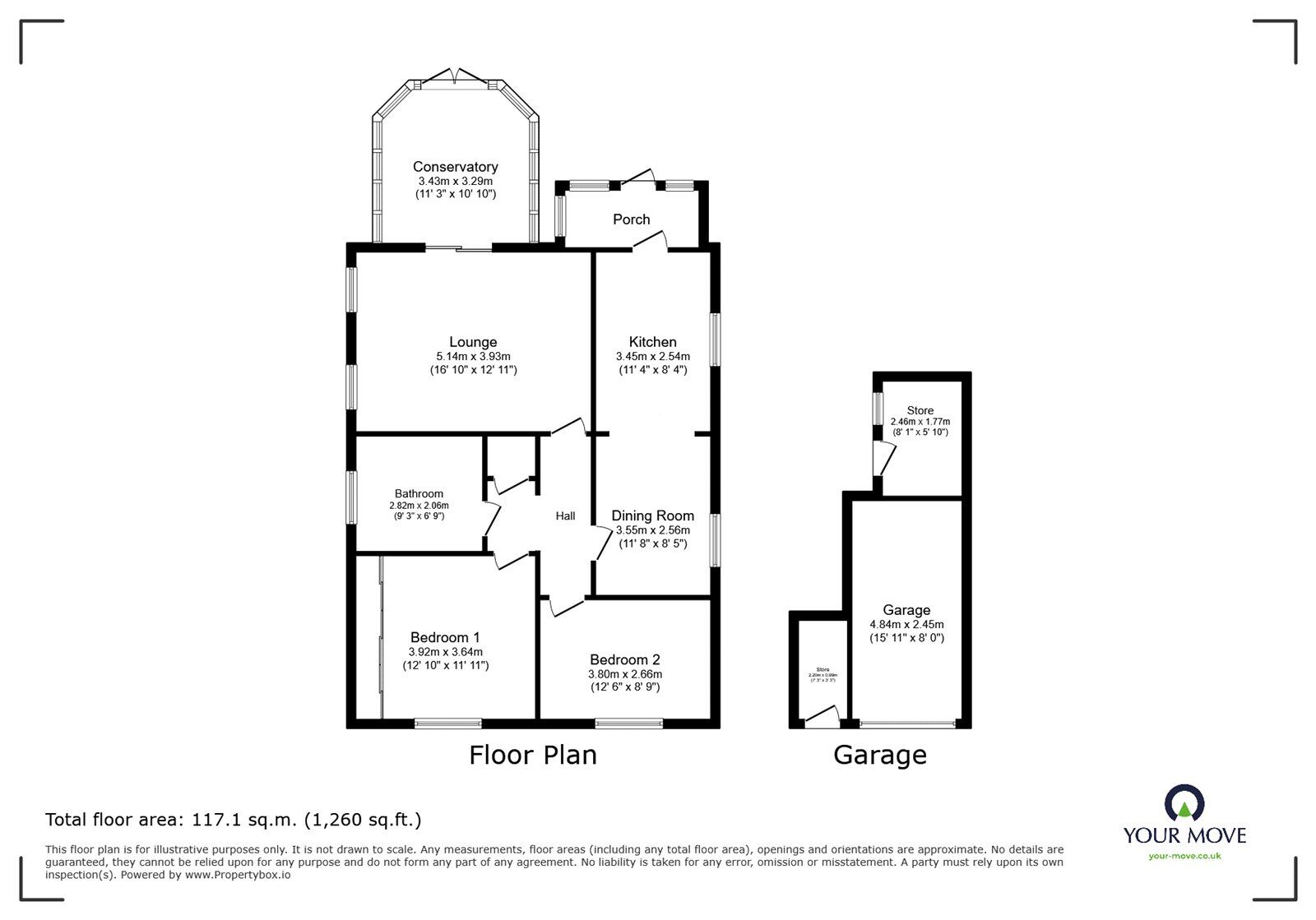 Floorplan of 2 bedroom Detached Bungalow for sale, Grange Lane, Doncaster, South Yorkshire, DN6