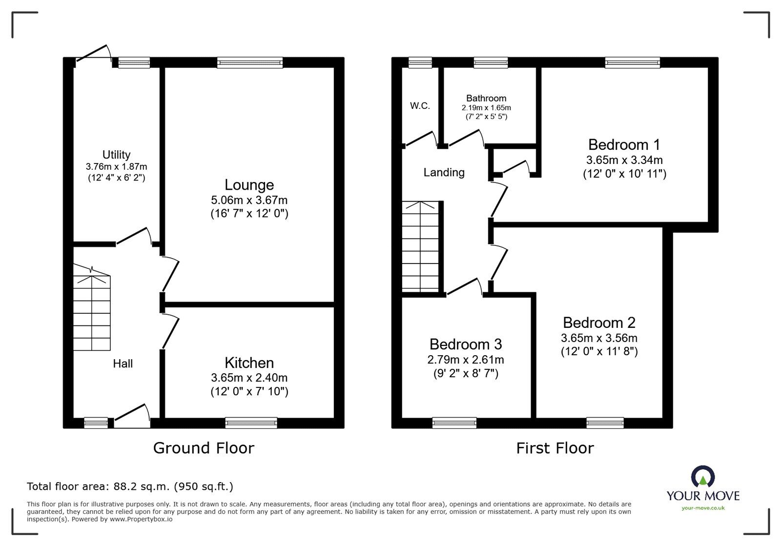 Floorplan of 3 bedroom Mid Terrace House for sale, Lanark Gardens, Doncaster, South Yorkshire, DN2
