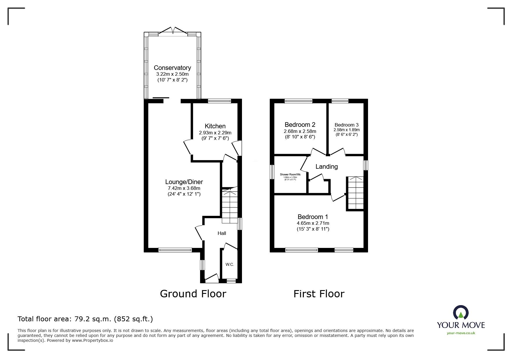 Floorplan of 3 bedroom Detached House for sale, Verger Close, Rossington, South Yorkshire, DN11
