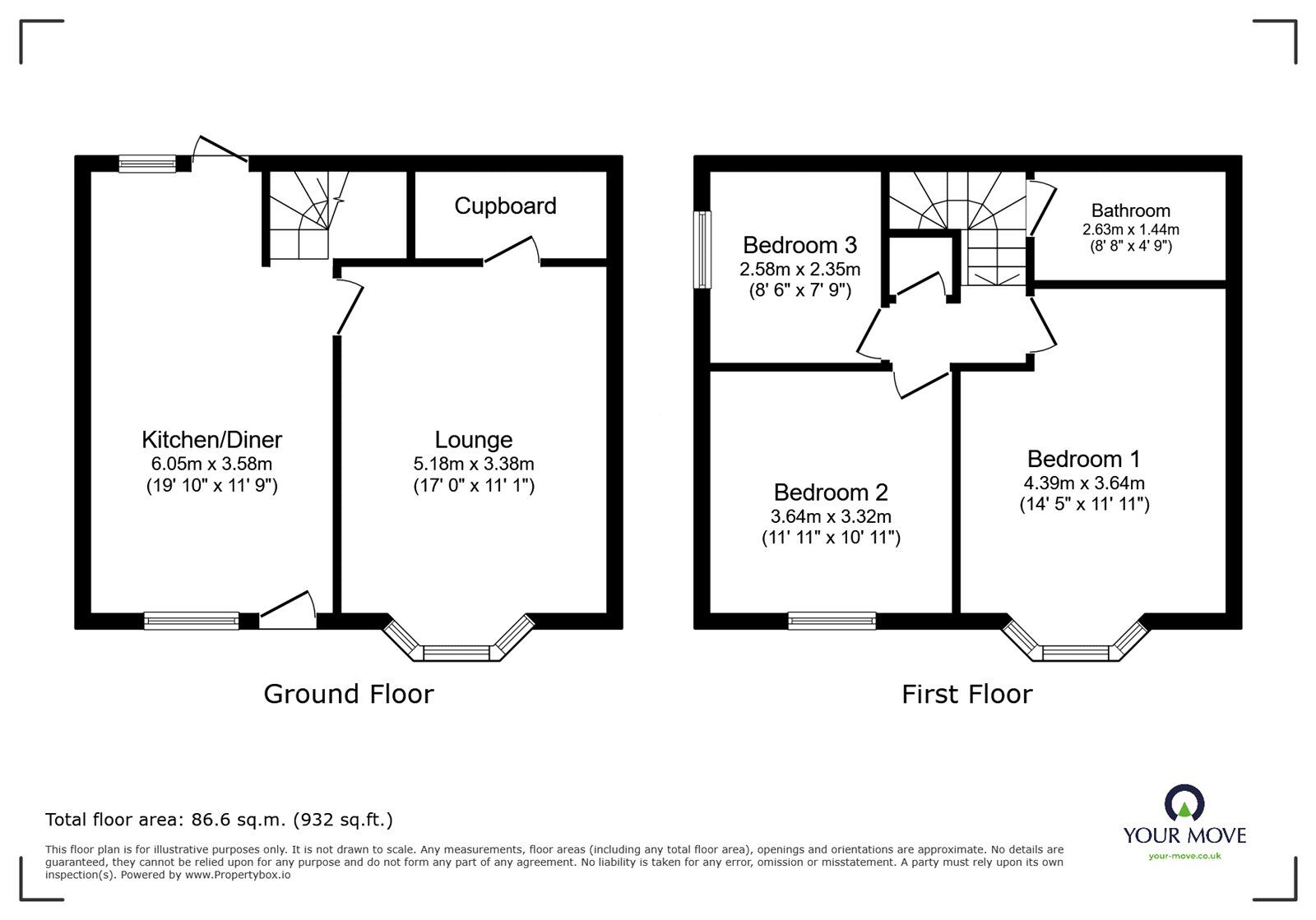 Floorplan of 3 bedroom End Terrace House for sale, The Park, Woodlands, South Yorkshire, DN6