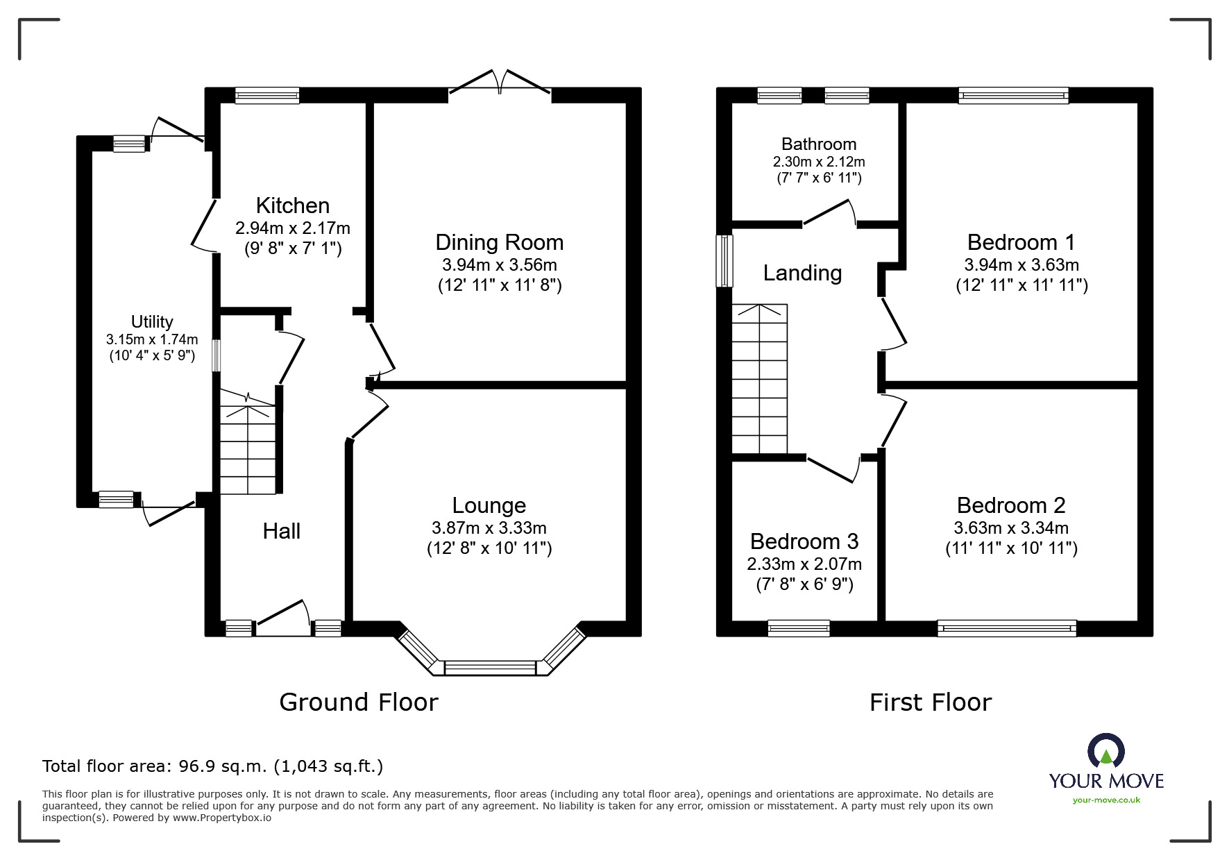Floorplan of 3 bedroom Semi Detached House for sale, St. Augustines Road, Bessacarr, Doncaster, South Yorkshire, DN4