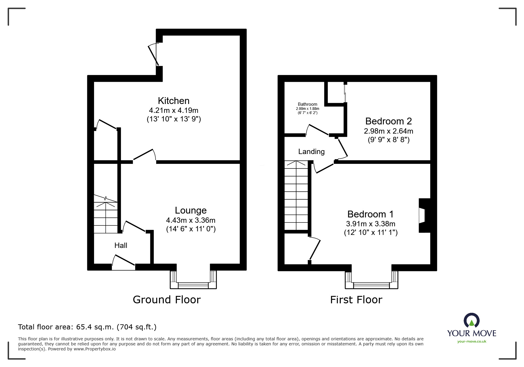 Floorplan of 2 bedroom Semi Detached House to rent, Beech Grove, Warmsworth, South Yorkshire, DN4
