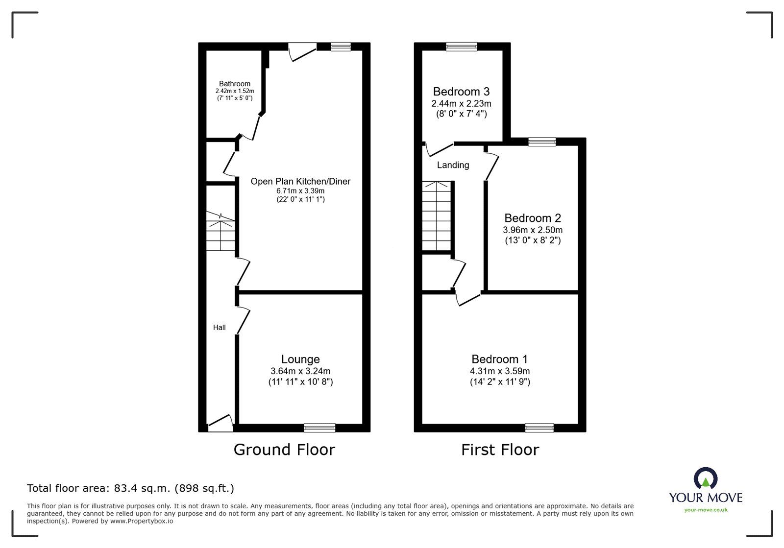 Floorplan of 3 bedroom Mid Terrace House for sale, South Street, Doncaster, South Yorkshire, DN4