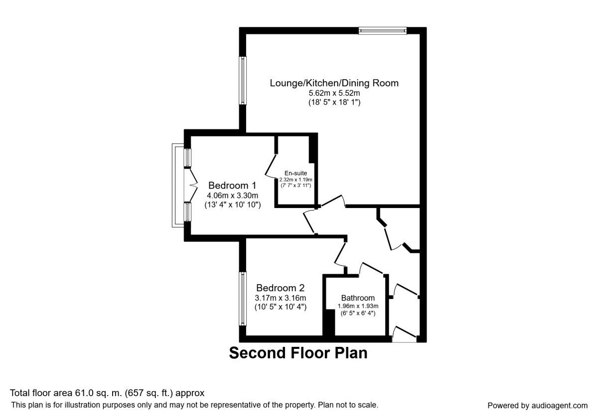 Floorplan of 2 bedroom Flat to rent, Goodwill Road, Ollerton, Nottinghamshire, NG22