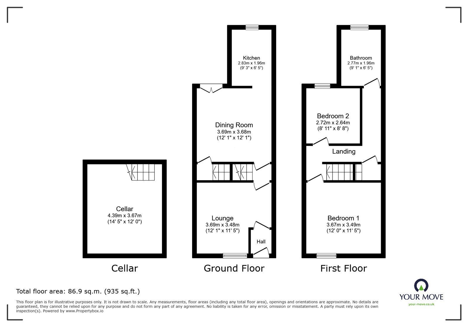 Floorplan of 2 bedroom Mid Terrace House for sale, Bentley Avenue, Doncaster, DN4